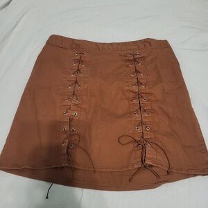 Wild Fable Brown Lace-Up Mini Skirt
